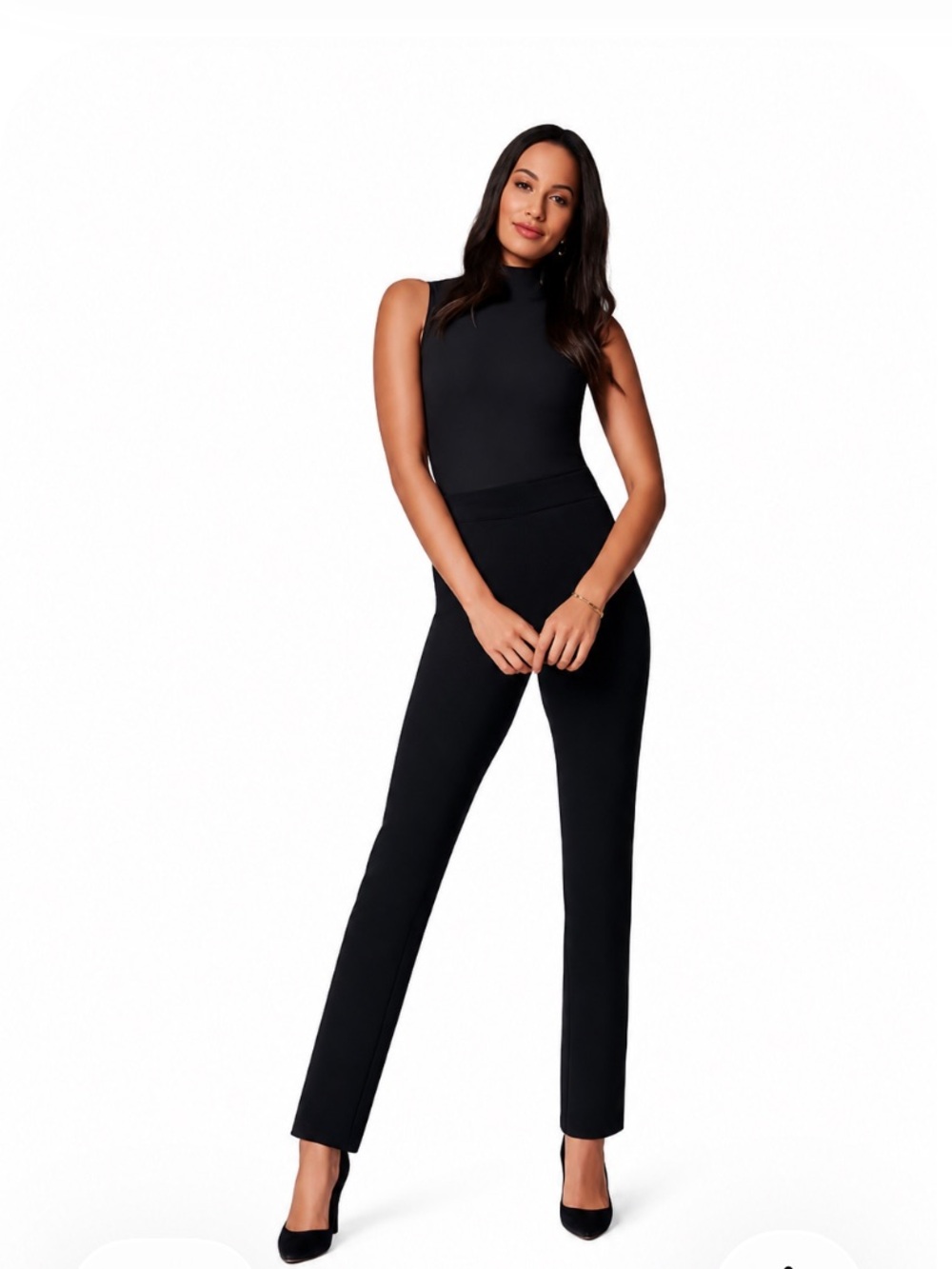 SPANX The Perfect Black Pant Slim Straight Ponte Pants Black Large New With Tag!